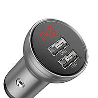 Автомобільний зарядний пристрій 4.8 A 24 W Baseus Digital Display Dual Silver (CCBX-0S)