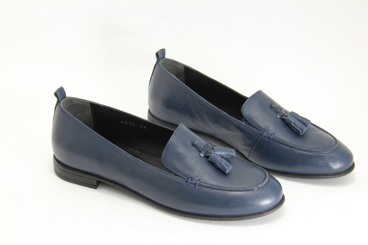 Жіночі туфлі лофери BURC 4036-lacivert сині на низькому ходу 37