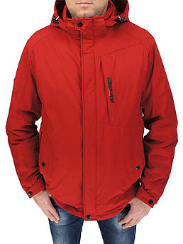 Яскрава чоловіча демісезонна куртка Black vinyl TC 21-1828 11 # Red в червоному кольорі