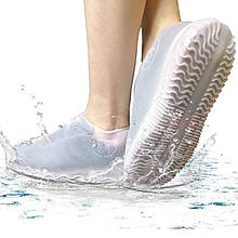 Силіконові водонепроникні бахіли Чохли на взуття WSS1 M White