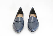 Туфлі лофери жіночі BURC 4039-lacivert синя шкіра, фото 5