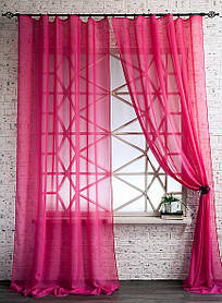 Декоративні шторки з вуалі №2(Барбі-насичений рожевий)