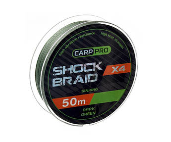 Шок-лідер Carp Pro Shock Braid PE X4 0.16 мм 50м Dark Green