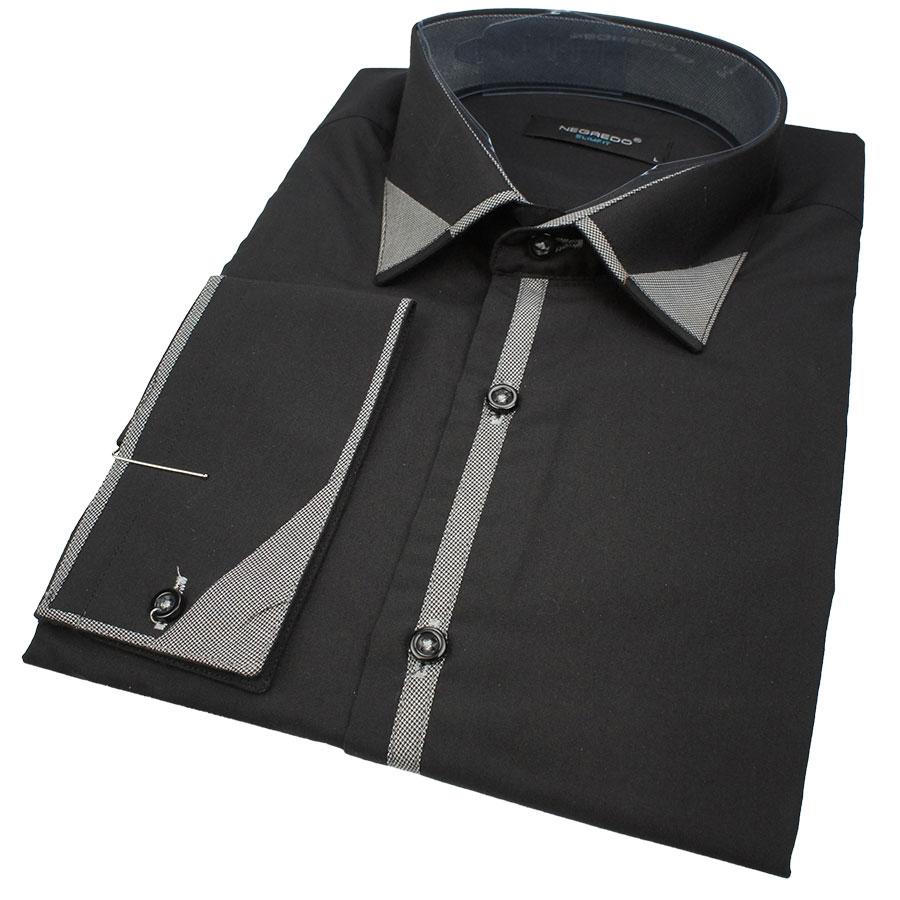 Чорна чоловіча сорочка з обробкою Negredo 0350 NDS 44 довгий рукав, фото 1