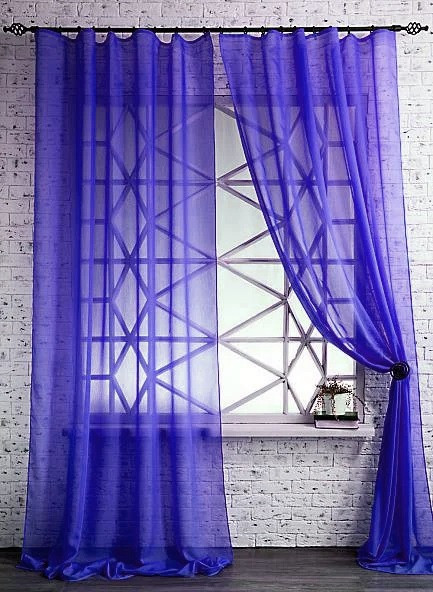Декоративні шторки з вуалі №2, Синій
