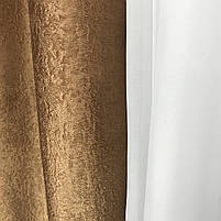 Щільні однотонні штори блекаут коричневі Горіхові на тасьмі, сучасні портьєри blackout, фото 6