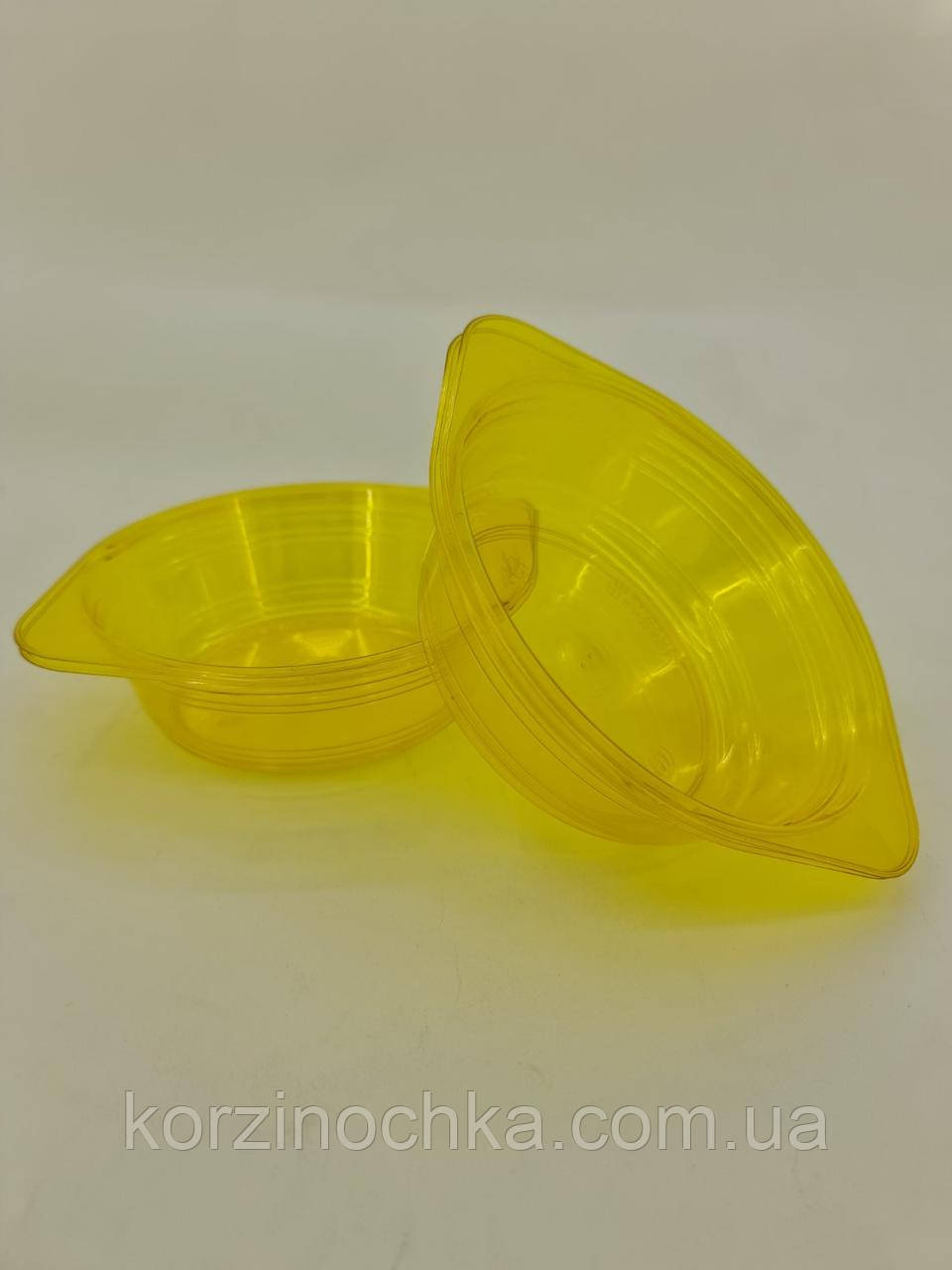Тарілка Склоподібна Пластикова 500 мл жовта(10 шт)Пластикова Тарілка Скловидна Святкова