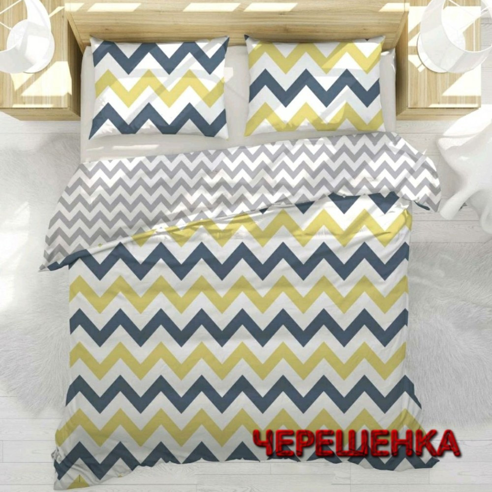 Тканина для постільної білизни Сатин S1300 (A+B) - (50м+50м) жовтий зигзаг