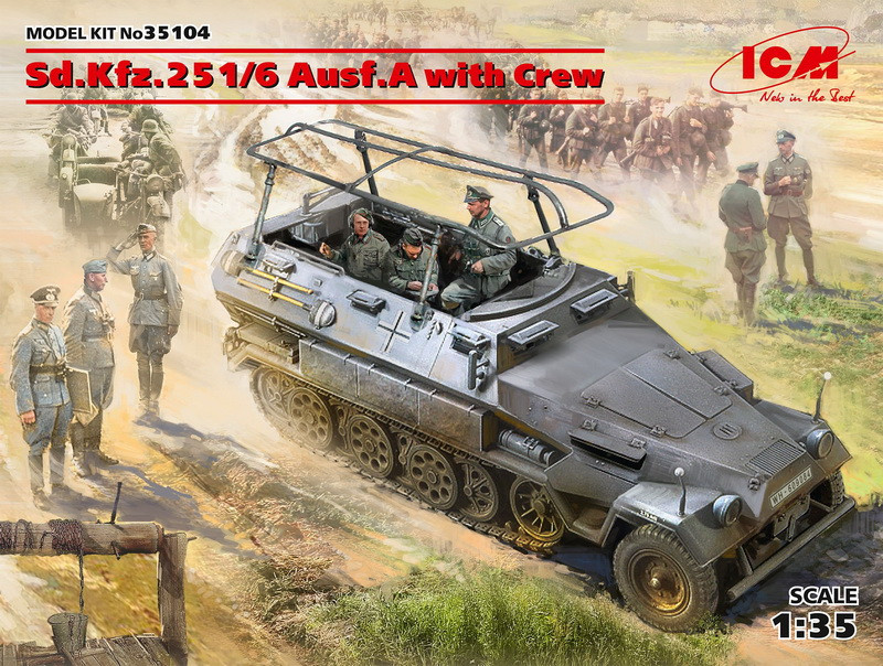 Пластикова модель 1/35 ICM 35104 німецький бронетранспортер з екіпажем Sd.Kfz.251/6 Ausf.A with Crew, фото 1