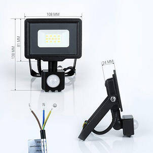 Світлодіодний прожектор BIOM 10 W S5-SMD-10-Slim+Sensor 6200 К 220 V IP65, фото 3