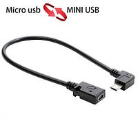 Кабель для передачи данных 90 градусов Micro USB штекер мини USB гнездо адаптер