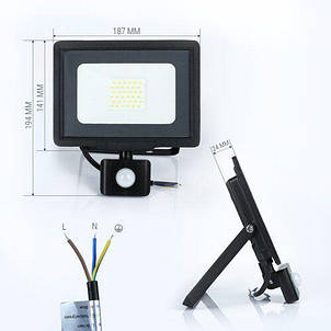 Світлодіодний прожектор BIOM 30W S5-SMD-30-Slim+Sensor 6200 К 220 V IP65, фото 3