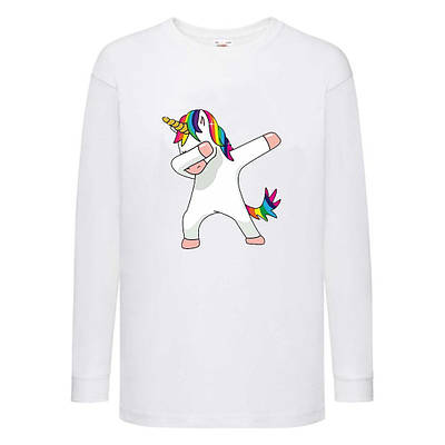 Лонгслив реглан Єдиноріг (Edinorog-002) Білий, розміри 116-128-140-152-164