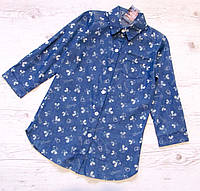 Детская рубашка - туника. Дисней синяя с Микки маусом. Размер 104.