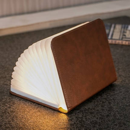 Світильник-книга Smart Book, натуральна шкіра нічник, фото 1