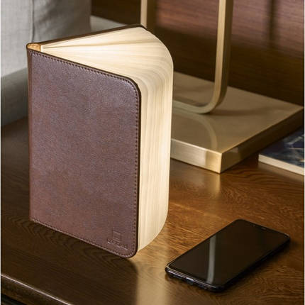 Світильник-книга Smart Book, натуральна шкіра нічник, фото 4