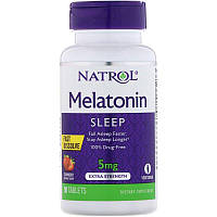 Natrol, Мелатонін, швидкорозчинний, полуниця, 5 мг, 90 таблеток