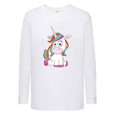 Лонгслив реглан Єдиноріг (Edinorog-0022) Білий, розміри 116-128-140-152-164