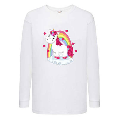 Лонгслив реглан Єдиноріг (Edinorog-0037) Білий, розміри 116-128-140-152-164