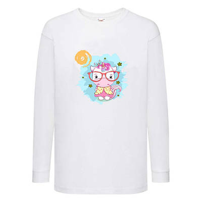Лонгслив реглан Єдиноріг (Edinorog-0038) Білий, розміри 116-128-140-152-164