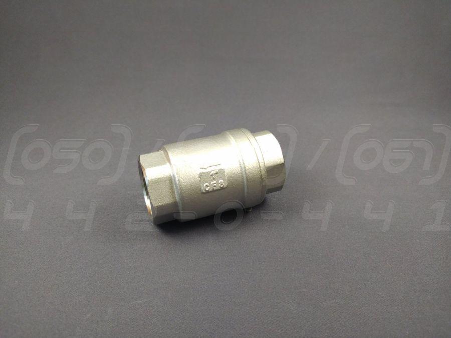 Клапан зворотний пружинний муфтовий DN25 (1"), н/ж сталь AISI304 (CF8), Ру63 (1000 PSI), до 300°C, різьба BSPP