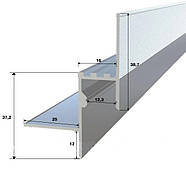 Алюмінієвий профіль для тіньового шва LED1625 під гіпсокартон з розсіювачем, фото 2