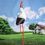 Садова лелека, чорногуз для саду, декоративна лелека 50х26 см кераміка+метал, фото 3
