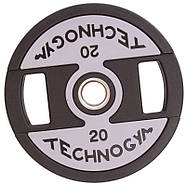 Диски d-51мм TECHNOGYM 20 кг (диски) поліуретанові з хватом і металевою втулкою, фото 2