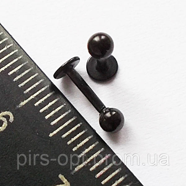 Штанга для пірсингу вух, довжина 6 мм із кулькою 3 мм (ціна за 1 шт.) Сталь, титанове покриття.