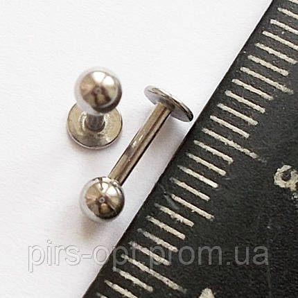 Штанга 6 мм (козелок) для пірсингу вух із медичної сталі з кулькою 3 мм. (ціна за 1 шт.), фото 2