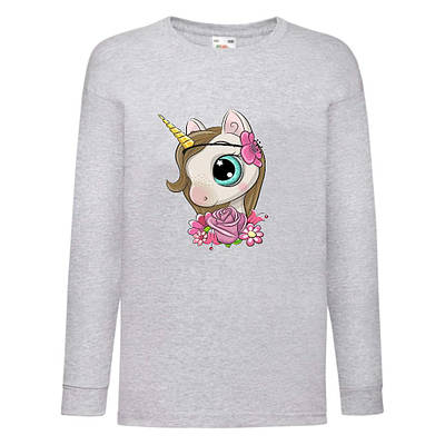 Лонгслив реглан Єдиноріг (Edinorog-0041) Сірий, розміри 116-128-140-152-164