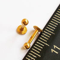 Для пирсинга козелка уха, микроштанга 6 мм, с шариком 3 мм. Медицинская сталь, золотое анодирование.