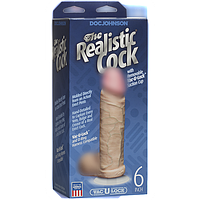 Фалоімітатор Doc Johnson The Realistic Cock 6 inch White - PVC, Vack-U-Lock, діаметр 4,3 см