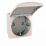Розетка з З/К шторками та кришкою 16 А 250 В (2 модулі Слонова кістка Unica) MGU3.037.25TA, фото 1
