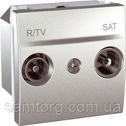 Розетка TV/FM-SAT індивідуальна 10-2400 MHZ (2 модулі Алюміній, Unica) MGU3.454.30