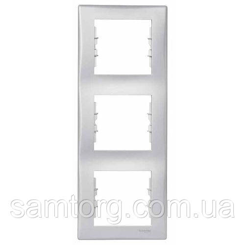Рамка 3-місна вертикальна (алюміній) SEDNA Schneider Electric SDN5801360, фото 1