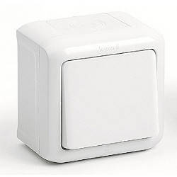 Вимикач кнопковий 10А IP44 Legrand Forix (Quteo) (білий) 782364
