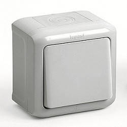 Вимикач кнопковий 10А IP44 Legrand Forix (Quteo) (сірий) 782384