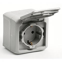 Розетка із заземленням 16 A 250 В з кришкою IP44 Legrand Forix (Quteo) (сірий) 782393