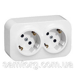 Розетковий блок 2 x 2К+З із захисними шторками 16 A - 250 В Кут. 45 град. Forix (Quteo) (слонова кістка)