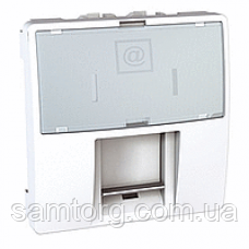 Лицьова панель для конекторів RJ45 AMP, KRONE 2 модулі білий Unica MGU9.460.18