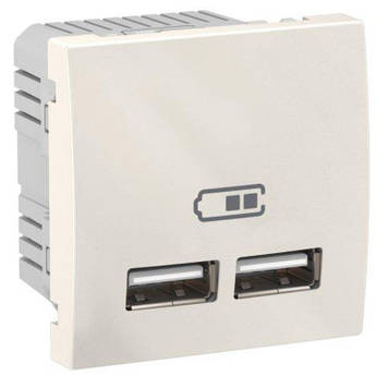 USB-розетка 2,1 А (2 x 1,5 А) 2 мод. Слонова кістка Unica Schneider MGU3.418.25