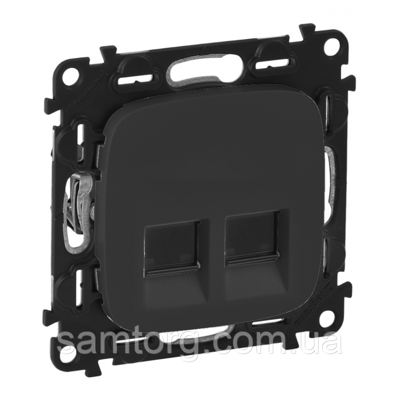 Лицьова панель розетки RJ11+RJ45 Антрацит Valena Allure 755428, фото 1