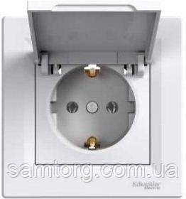 Розетка електрична із заземленням із кришкою (білий) Asfora EPH3100121