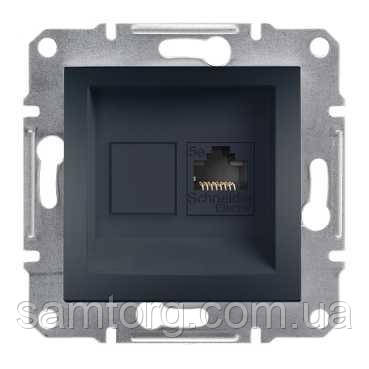 Комп'ютерна розетка 1xRJ45 6e неекранована Asfora Антрацит EPH4700171, фото 1
