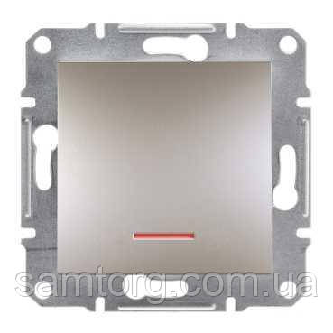 Вимикач 1-клавшний з підсвіткою Asfora Бронза EPH1400169, фото 1