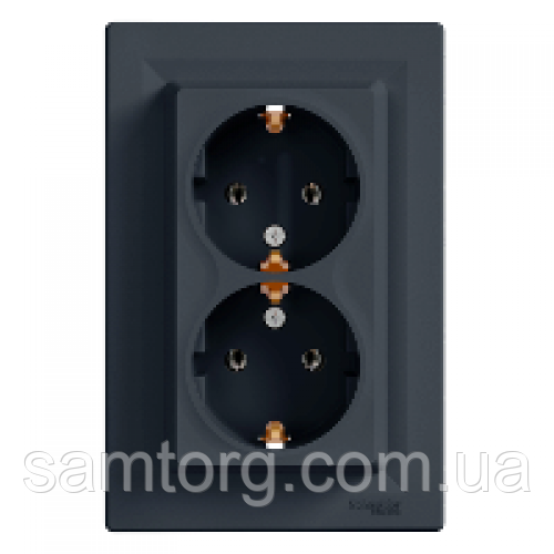 Розетка з з/к захисними шторками та кришкою IP44 антрацит Asfora EPH3100371
