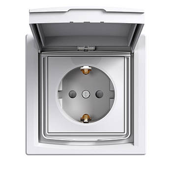 Розетка з з/к із захисними шторками та кришкою IP44 білий Asfora EPH3100321