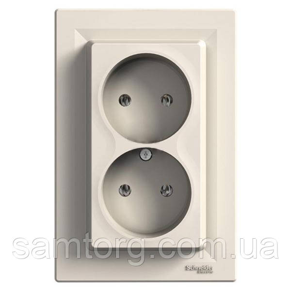 Розетка подвійна без з/к кремовий Asfora EPH9700123