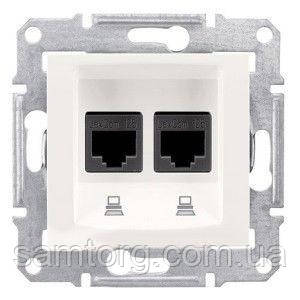 Розетка комп'ютерна подвійна 2*RJ45, кат.5е UTP (слонова кістка) SEDNA Schneider Electric SDN4400123